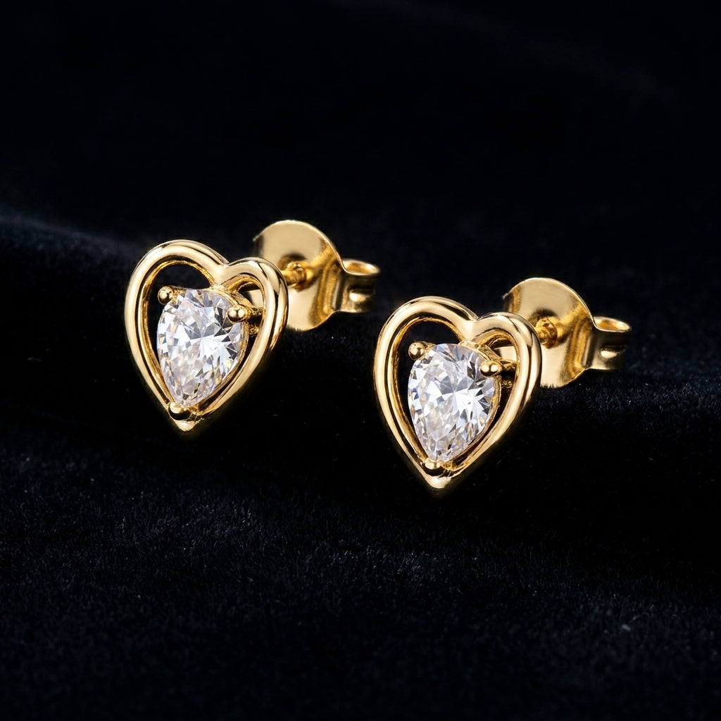 Delicate Heart Stud Earrings | 18K Gold Plated | Anti-Tarnish Demi-Fine Sweat-Proof