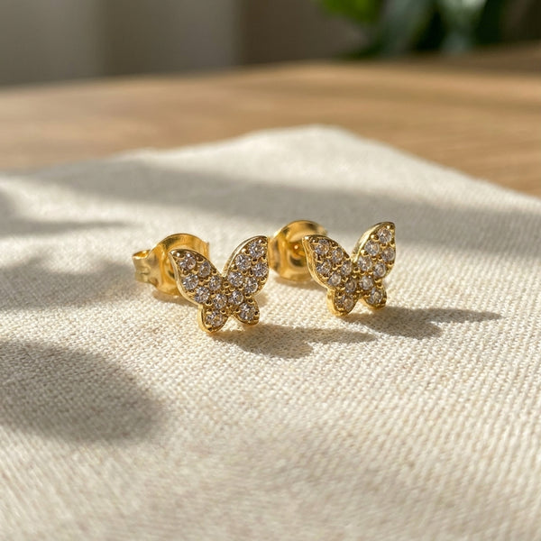 Butterfly Earrings | 18K Gold Plated | Anti-Tarnish Demi-Fine Sweat-Proof - Anusi