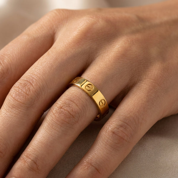 Classic Cartier Ring Band | 18K Gold Plated | Anti-Tarnish Demi-Fine Sweat-Proof - Anusi