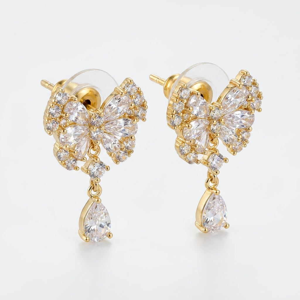 Sparkling Crystal Stud Earrings | 18K Gold Plated | Anti-Tarnish Demi-Fine Sweat-Proof