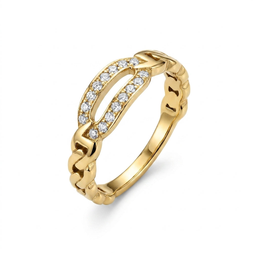 Elegant Solitaire Crystal Ring | 18K Gold Plated | Anti-Tarnish Demi-Fine Sweat-Proof