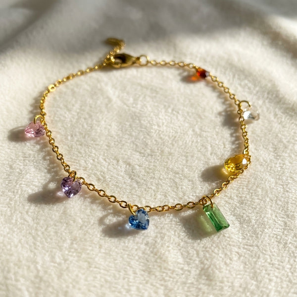 18K Gold Plated Heart Charms Anklet | Skin-Safe & Durable - Anusi