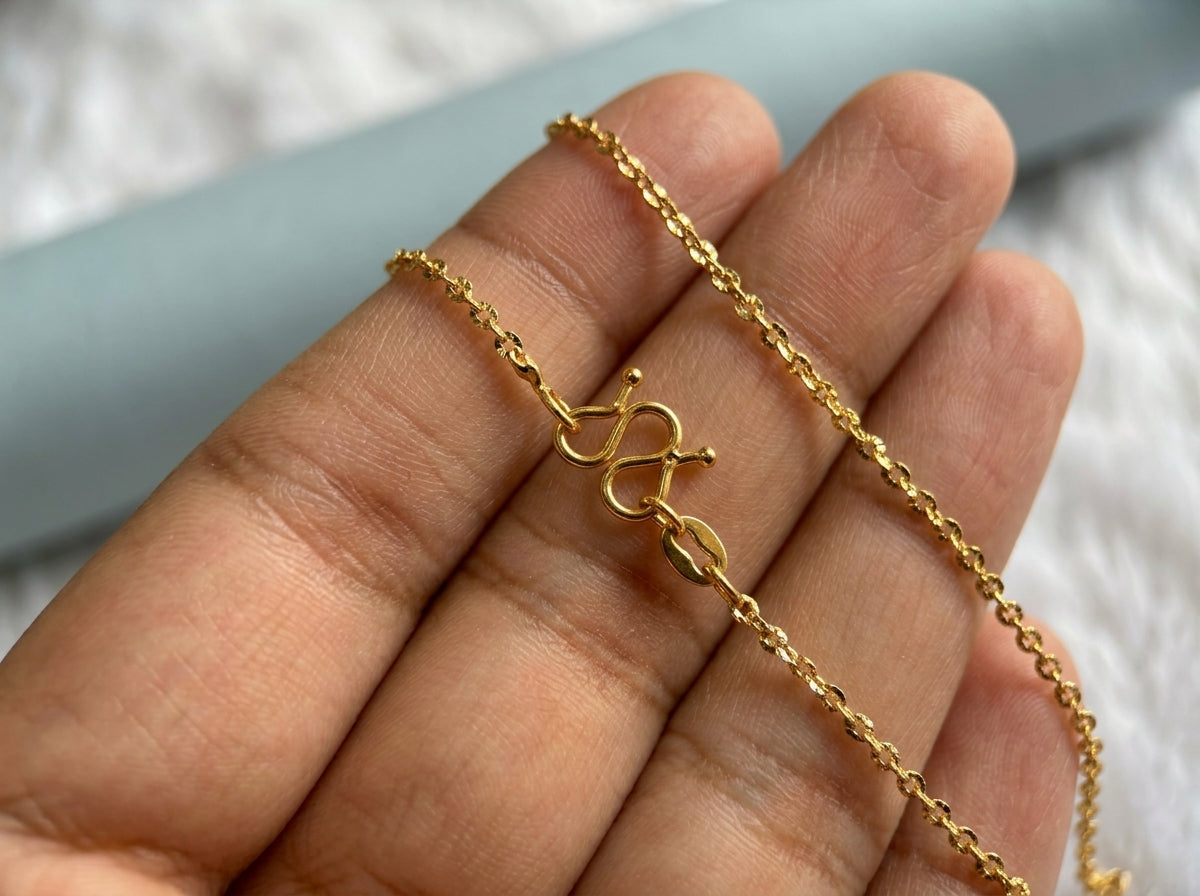 18K Gold Plated Wheat Mesh Chain | Unisex Luxury | Anti-Tarnish