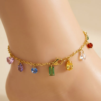 18K Gold Plated Heart Charms Anklet | Skin-Safe & Durable
