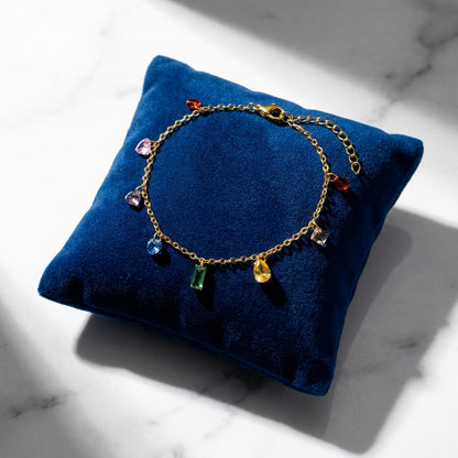 18K Gold Plated Heart Charms Anklet | Skin-Safe & Durable