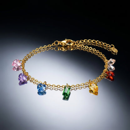 18K Gold Plated Heart Charms Anklet | Skin-Safe & Durable