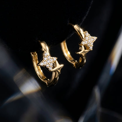 Classic Solitaire Star Stud Earrings | 18K Gold Plated | Anti-Tarnish Demi-Fine Sweat-Proof