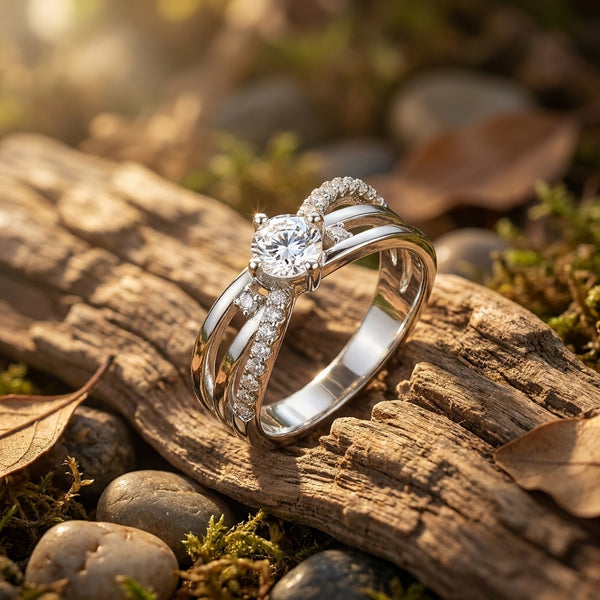 Modern Adjustable Twist Ring Adjustable Ring | Silver Plated | Anti-Tarnish Demi-Fine Sweat-Proof - Anusi