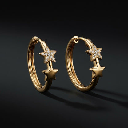 Classic Solitaire Star Stud Earrings | 18K Gold Plated | Anti-Tarnish Demi-Fine Sweat-Proof