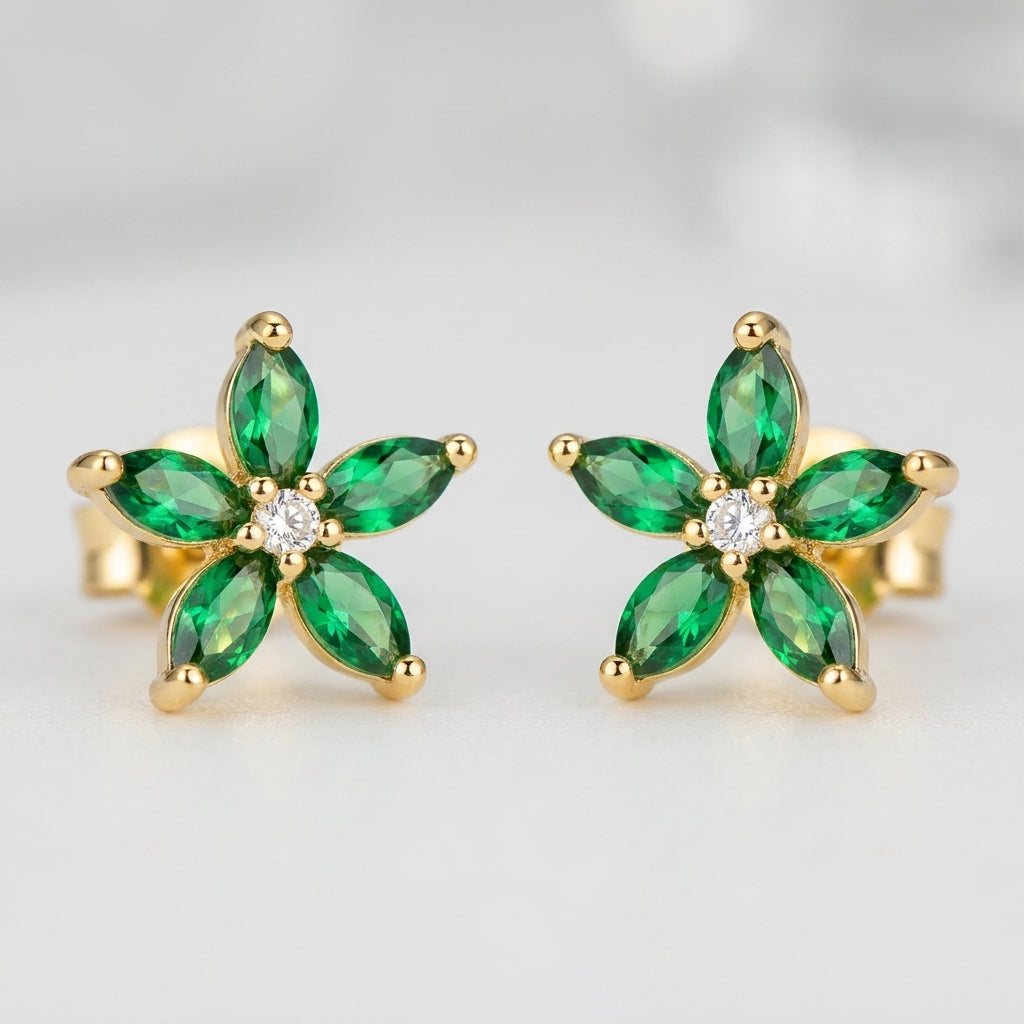 Timeless Green Gold Earrings | 18K Gold Plated | Anti-Tarnish Demi-Fine Sweat-Proof