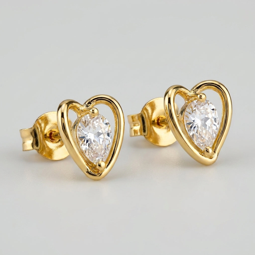 Delicate Heart Stud Earrings | 18K Gold Plated | Anti-Tarnish Demi-Fine Sweat-Proof