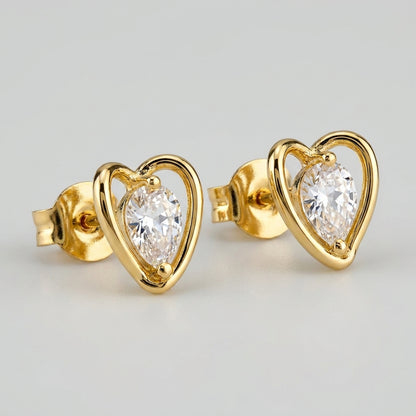 Delicate Heart Stud Earrings | 18K Gold Plated | Anti-Tarnish Demi-Fine Sweat-Proof