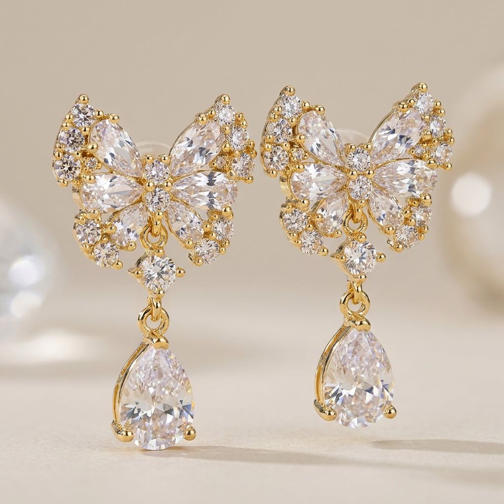 Sparkling Crystal Stud Earrings | 18K Gold Plated | Anti-Tarnish Demi-Fine Sweat-Proof