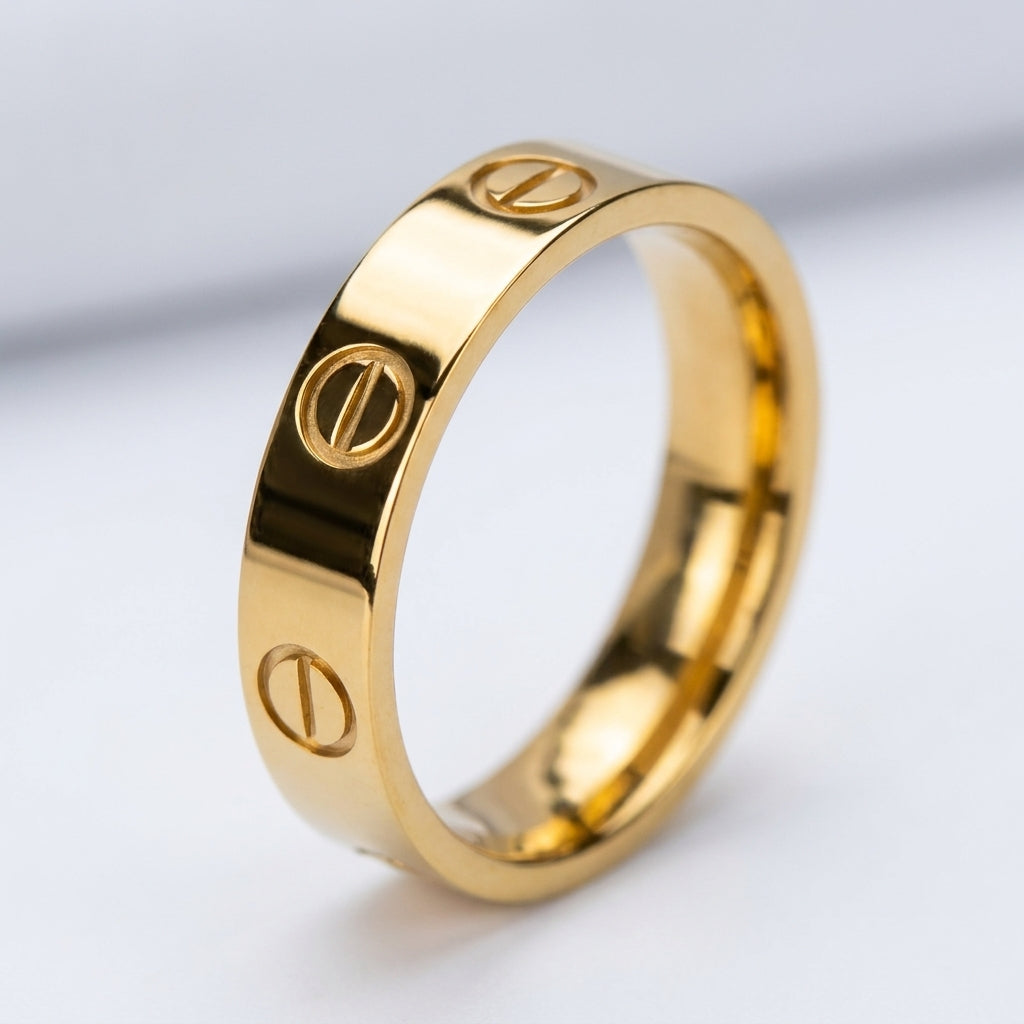 Classic Cartier Ring Band | 18K Gold Plated | Anti-Tarnish Demi-Fine Sweat-Proof