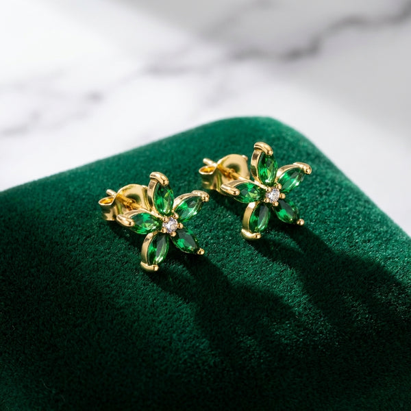 Timeless Green Gold Earrings | 18K Gold Plated | Anti-Tarnish Demi-Fine Sweat-Proof - Anusi
