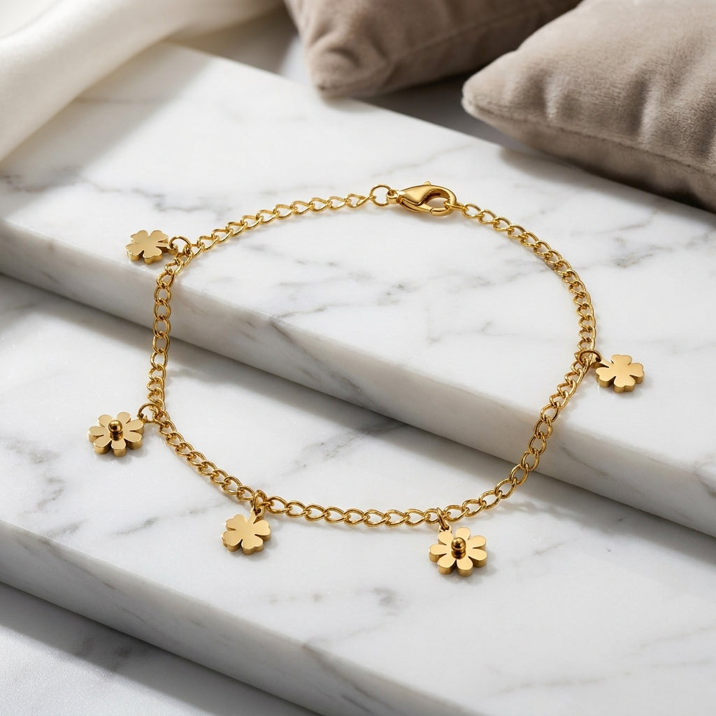 18K Gold Plated Classic Link Anklet | Waterproof & Unisex