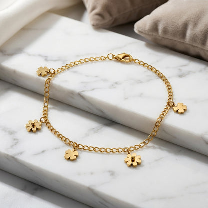 18K Gold Plated Classic Link Anklet | Waterproof & Unisex