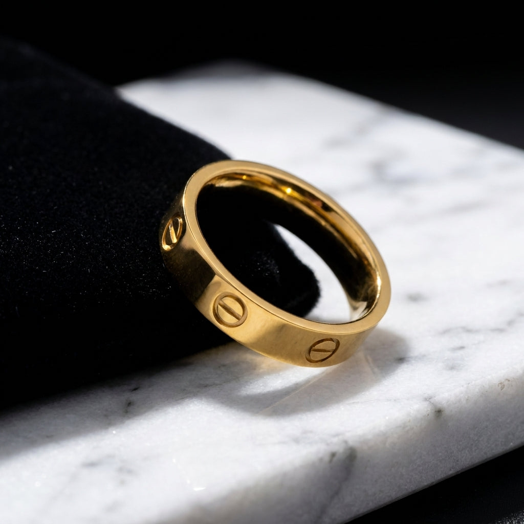 Classic Cartier Ring Band | 18K Gold Plated | Anti-Tarnish Demi-Fine Sweat-Proof