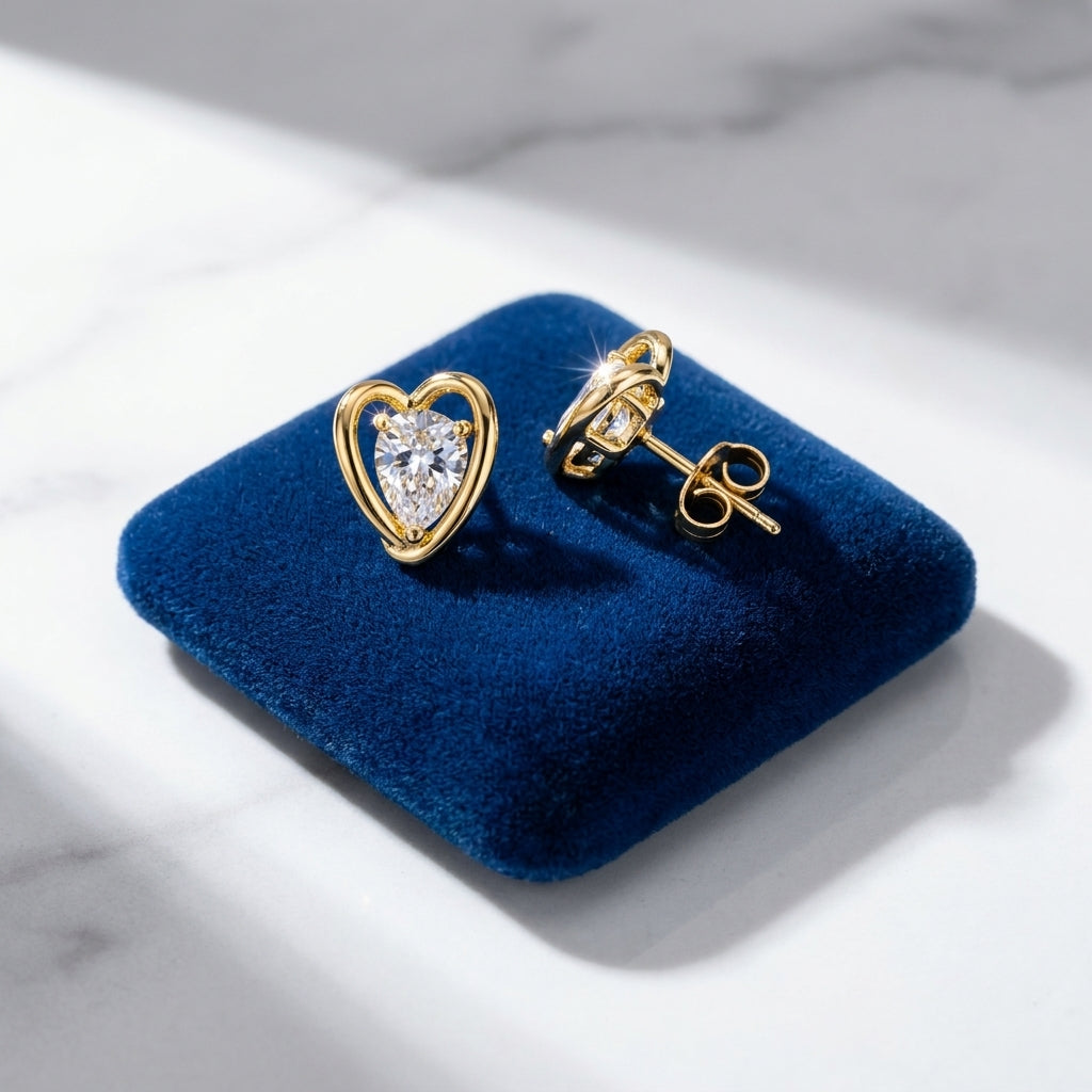 Delicate Heart Stud Earrings | 18K Gold Plated | Anti-Tarnish Demi-Fine Sweat-Proof
