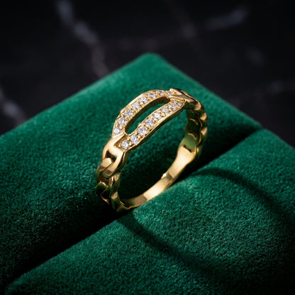 Elegant Solitaire Crystal Ring | 18K Gold Plated | Anti-Tarnish Demi-Fine Sweat-Proof