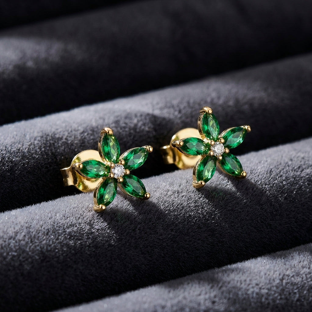 Timeless Green Gold Earrings | 18K Gold Plated | Anti-Tarnish Demi-Fine Sweat-Proof