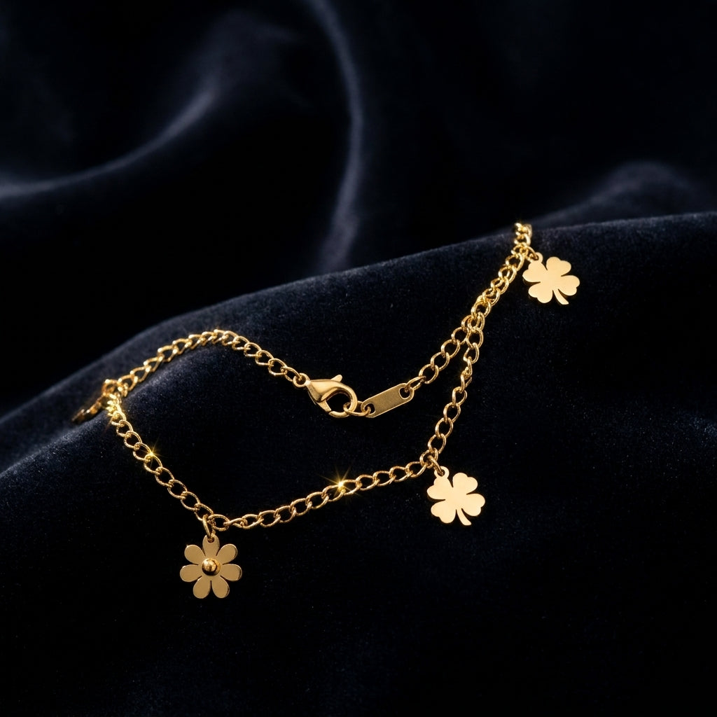 18K Gold Plated Classic Link Anklet | Waterproof & Unisex