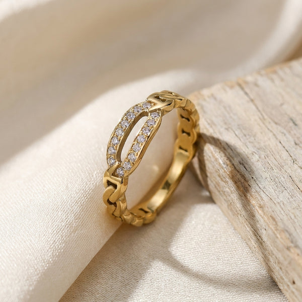 Elegant Solitaire Crystal Ring | 18K Gold Plated | Anti-Tarnish Demi-Fine Sweat-Proof - Anusi