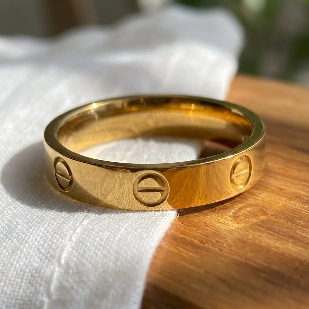 Classic Cartier Ring Band | 18K Gold Plated | Anti-Tarnish Demi-Fine Sweat-Proof