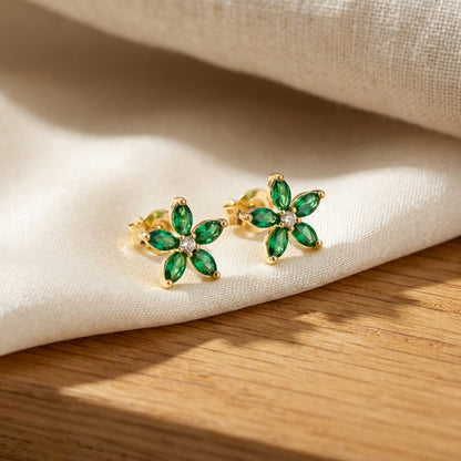 Timeless Green Gold Earrings | 18K Gold Plated | Anti-Tarnish Demi-Fine Sweat-Proof