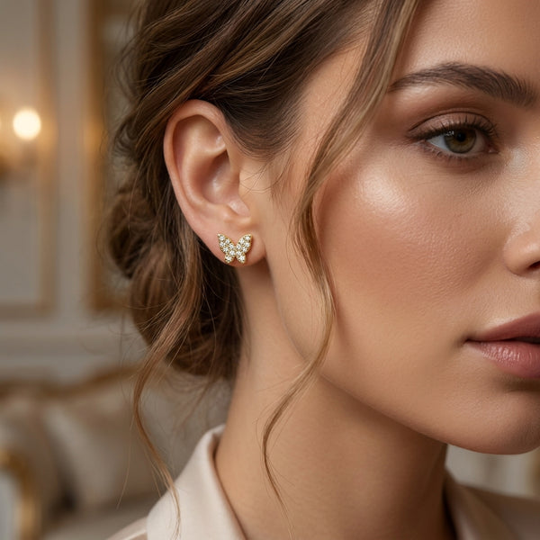 Butterfly Earrings | 18K Gold Plated | Anti-Tarnish Demi-Fine Sweat-Proof - Anusi