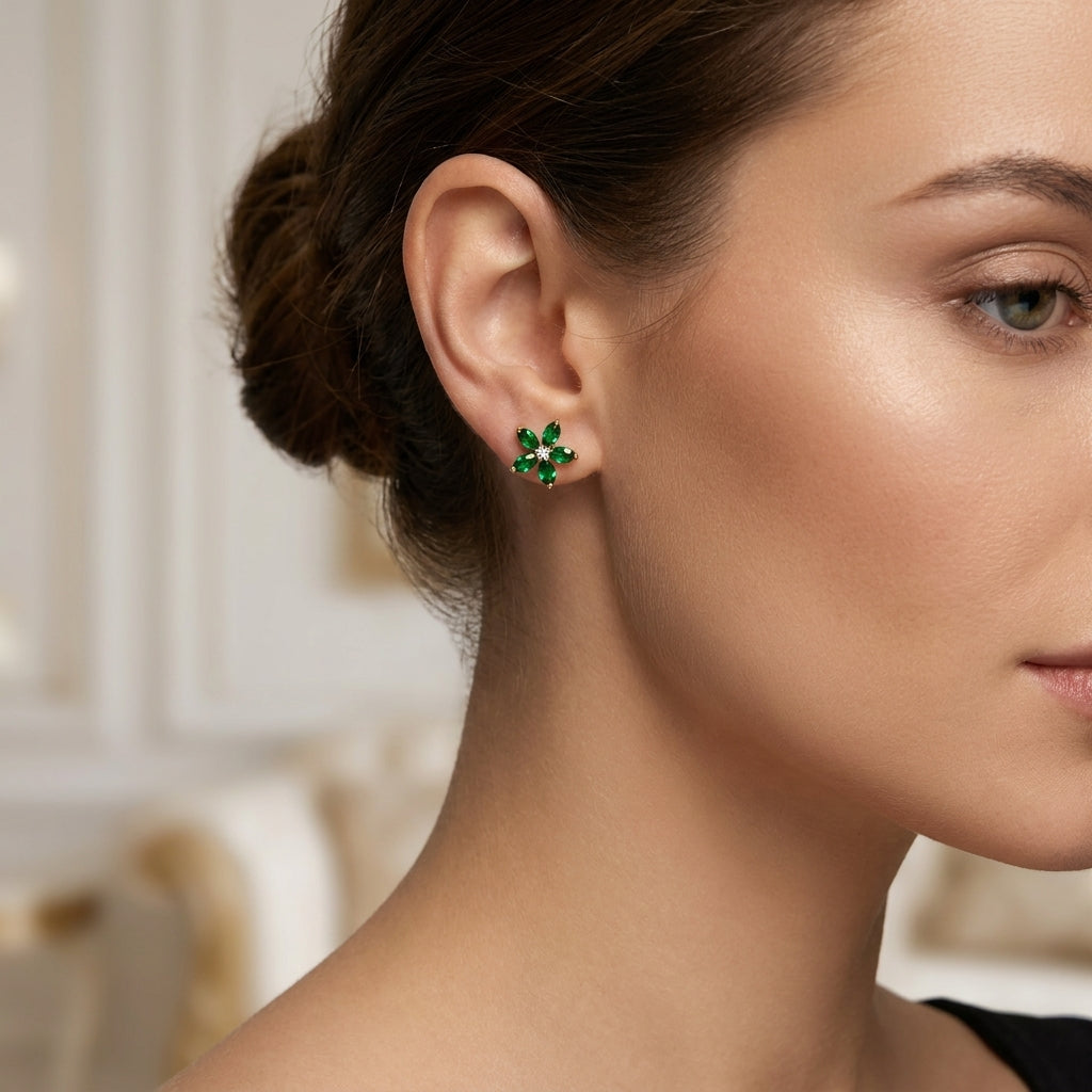 Timeless Green Gold Earrings | 18K Gold Plated | Anti-Tarnish Demi-Fine Sweat-Proof