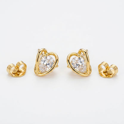 Delicate Heart Stud Earrings | 18K Gold Plated | Anti-Tarnish Demi-Fine Sweat-Proof