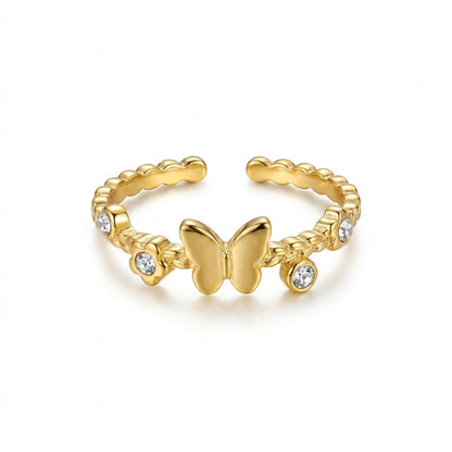 Butterfly Ring Adjustable Ring| 18K Gold Plated | Anti-Tarnish Demi-Fine Sweat-Proof