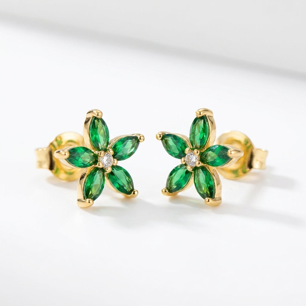 Timeless Green Gold Earrings | 18K Gold Plated | Anti-Tarnish Demi-Fine Sweat-Proof