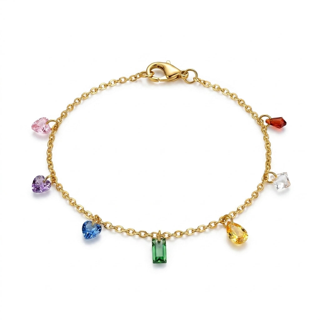 18K Gold Plated Heart Charms Anklet | Skin-Safe & Durable