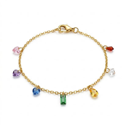 18K Gold Plated Heart Charms Anklet | Skin-Safe & Durable