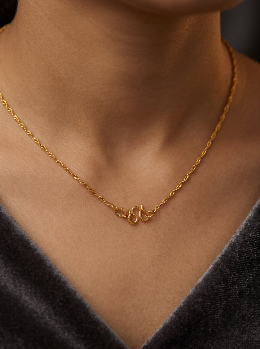18K Gold Plated Herringbone Chain | Waterproof & Tarnish-Free