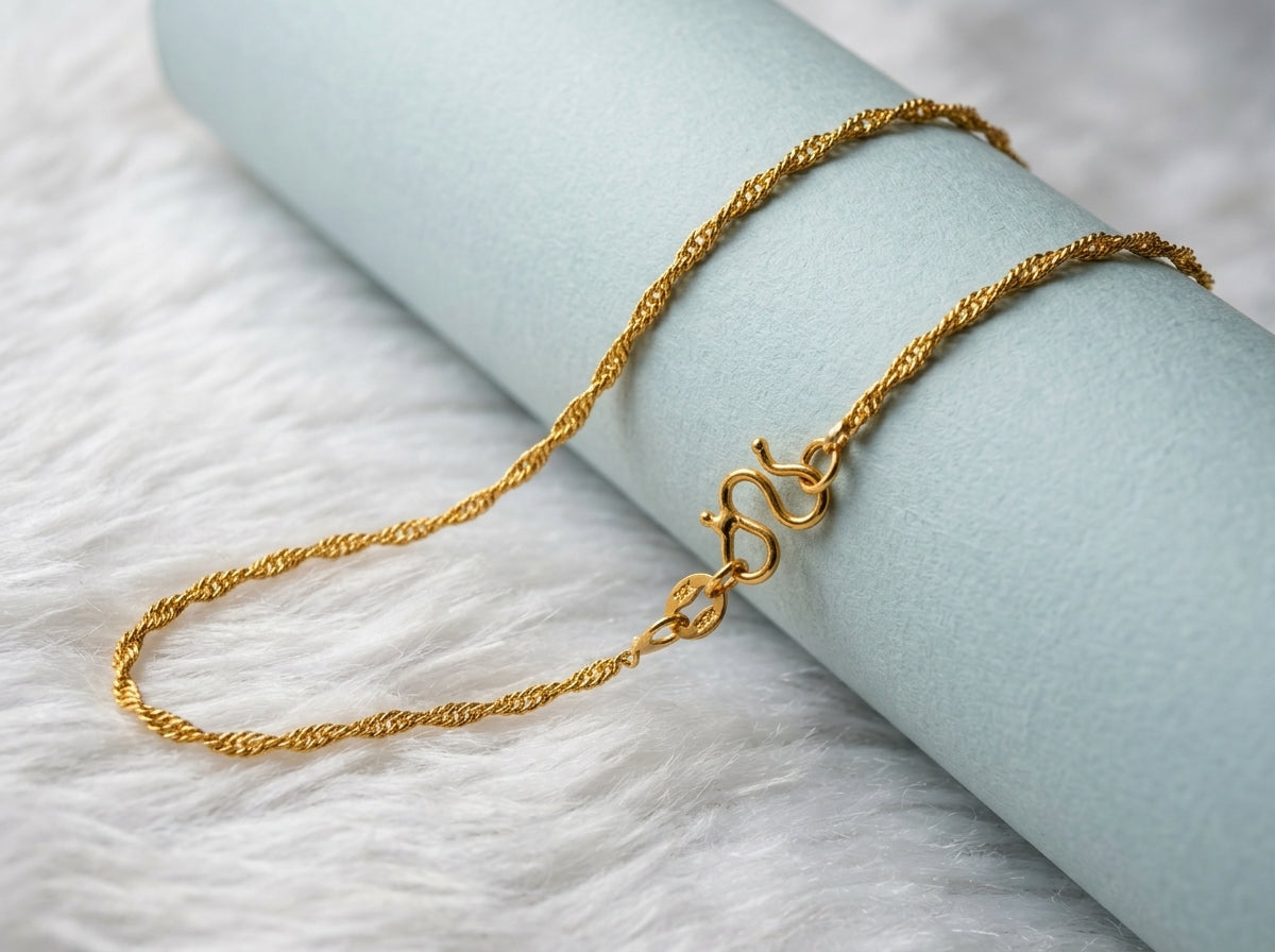 18K Gold Plated Herringbone Chain | Waterproof & Tarnish-Free