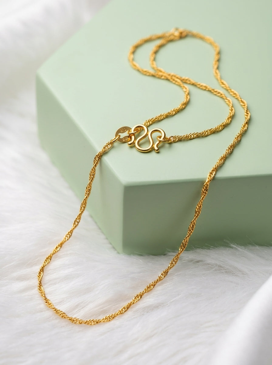 18K Gold Plated Herringbone Chain | Waterproof & Tarnish-Free