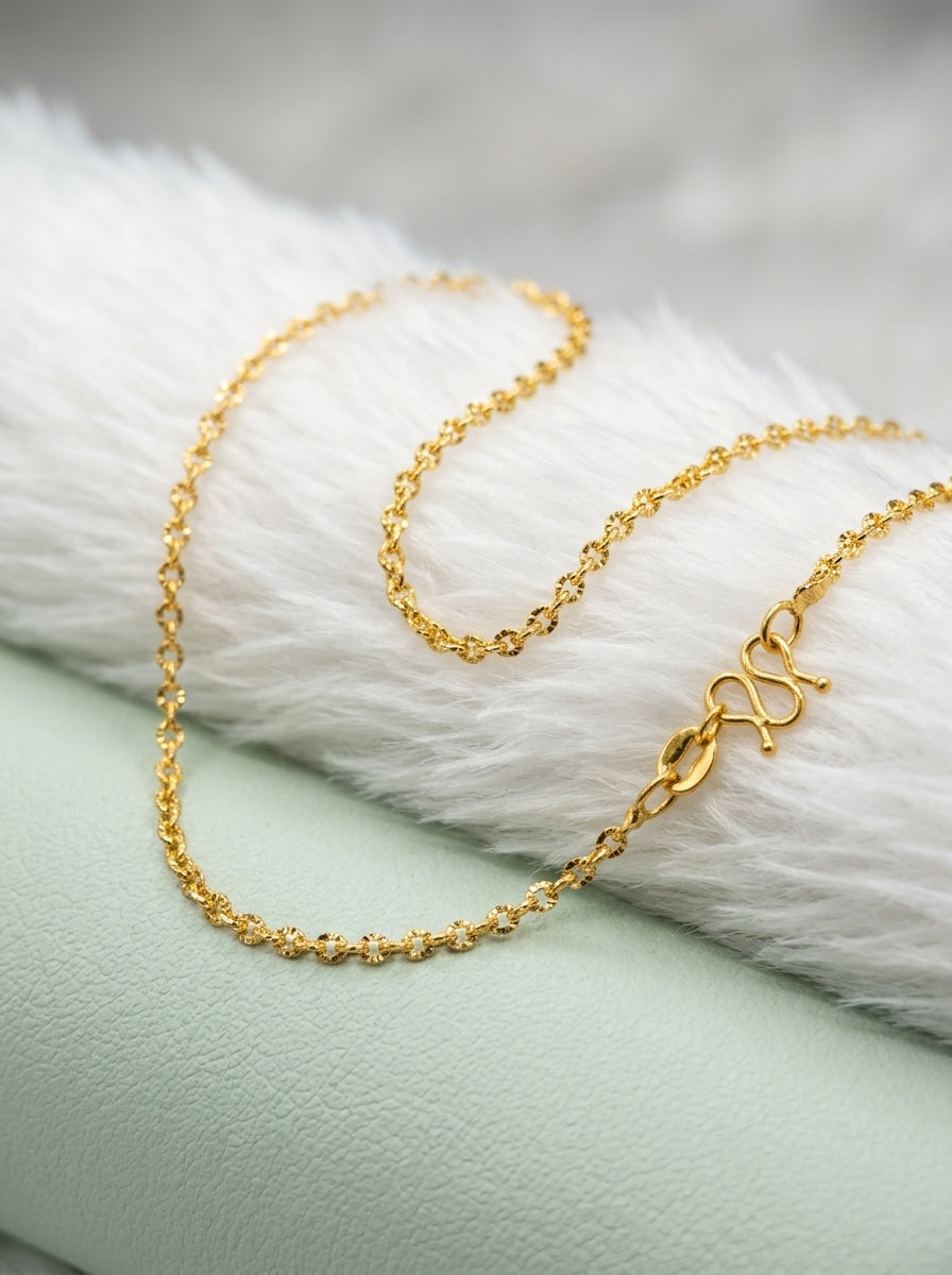 18K Gold Plated Wheat Mesh Chain | Unisex Luxury | Anti-Tarnish