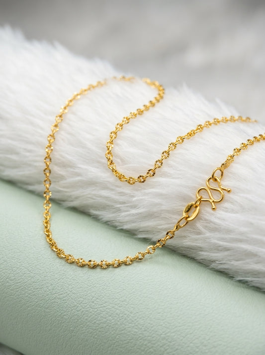 18K Gold Plated Wheat Mesh Chain | Unisex Luxury | Anti-Tarnish