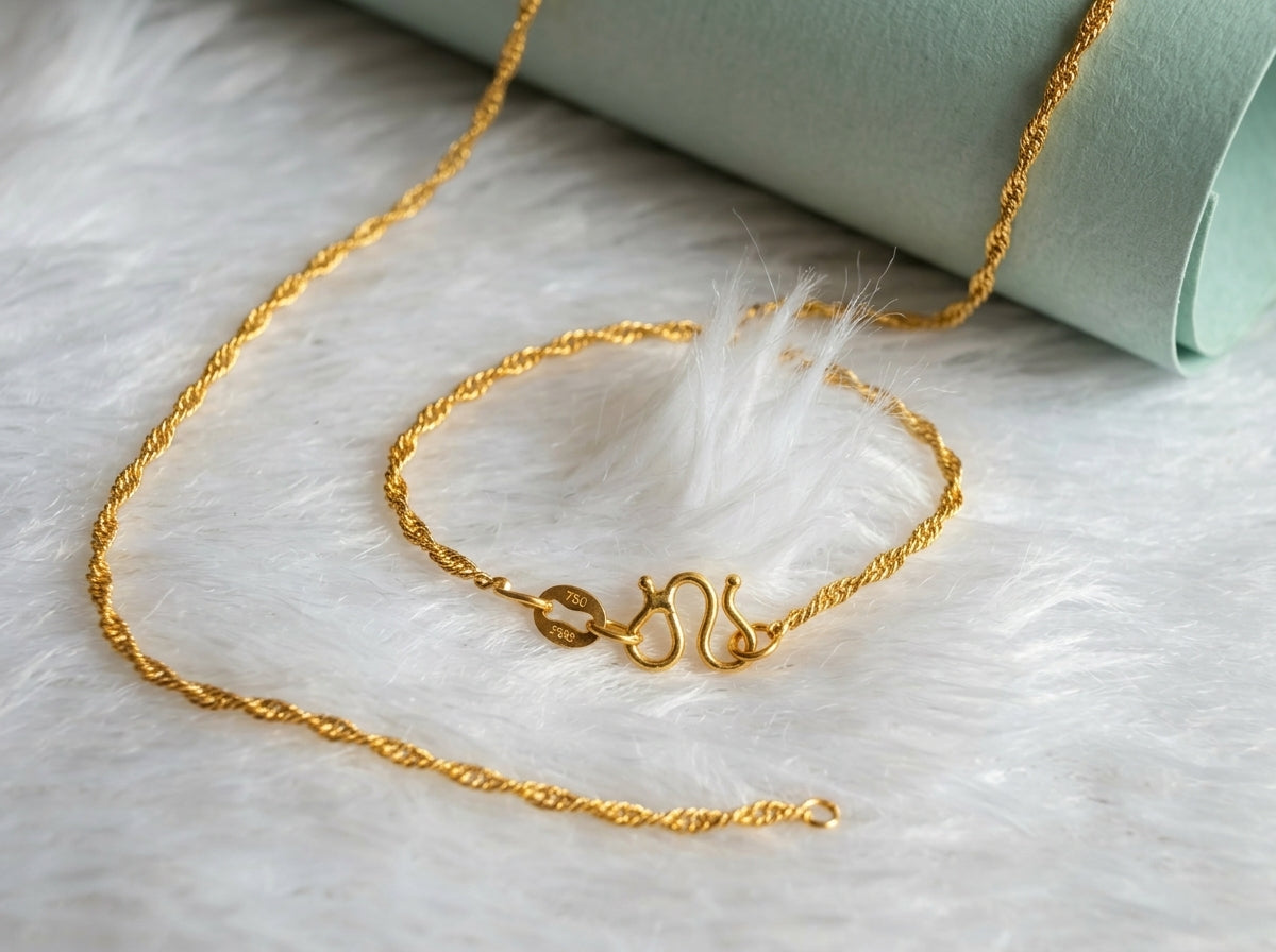 18K Gold Plated Herringbone Chain | Waterproof & Tarnish-Free