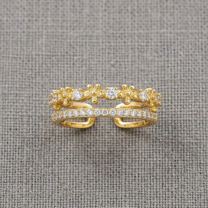 Dual Layer Pavé Diamond Split Shank Adjustable Ring - View 8