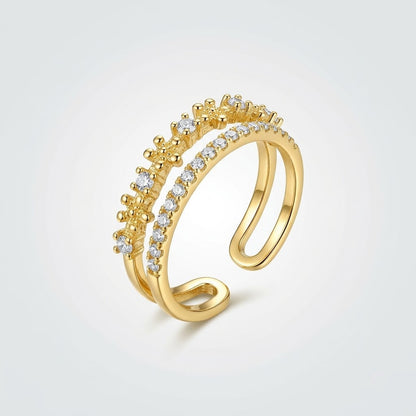 Dual Layer Pavé Diamond Split Shank Adjustable Ring - View 7