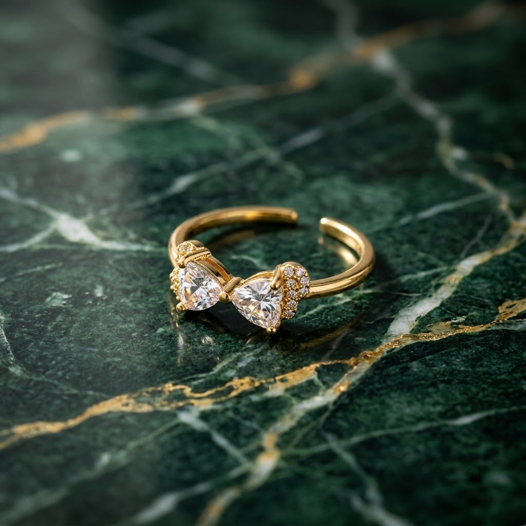Pastel Crystal Botanical Vine Branch Open Adjustable Ring - View 1
