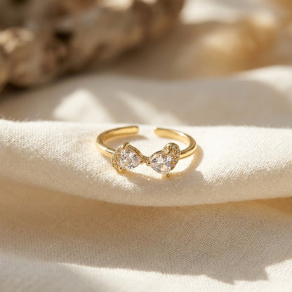 Pastel Crystal Botanical Vine Branch Open Adjustable Ring - View 3