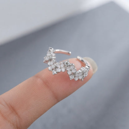 Silver English Daisy Pavé Solitaire Bypass Adjustable Ring - View 4