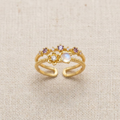 Celestial Double Band Opal & Crystal Adjustable Ring - View 8