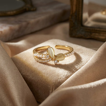 Luminous Opal & Marquise Crystal Bypass Adjustable Ring - View 2