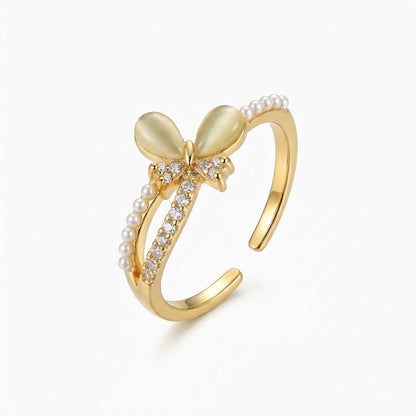 Luminous Opal & Marquise Crystal Bypass Adjustable Ring - View 7
